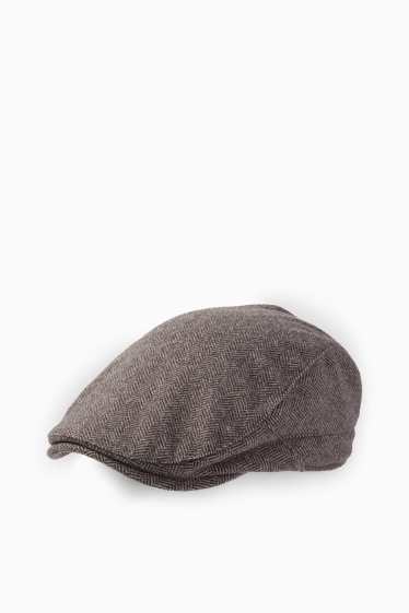 Men - Flat cap - patterned - brown