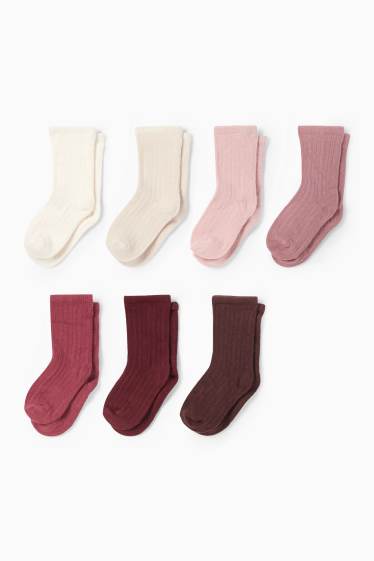 Baby Mädchen - Multipack 7er - Baby-Socken - strukturiert - bordeaux