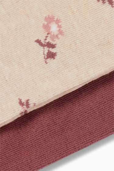 Kinderen: meisjes - Set van 2 - bloem - maillot - rood / beige