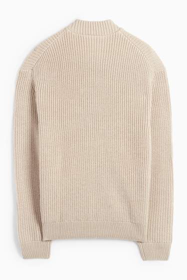 Men - Cardigan - ribbed - beige