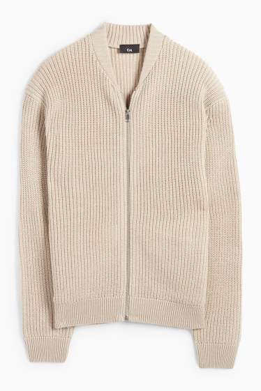 Men - Cardigan - ribbed - beige