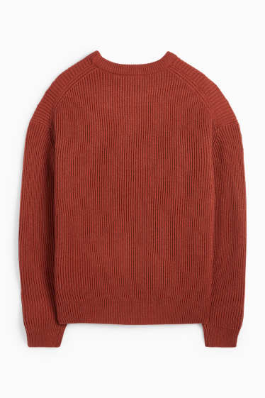 Men - Jumper - ribbed - rust