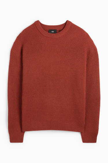 Men - Jumper - ribbed - rust
