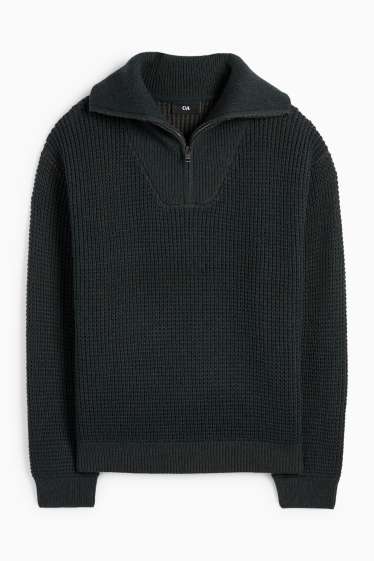 Uomo - Maglione - tessuto tramato - verde scuro