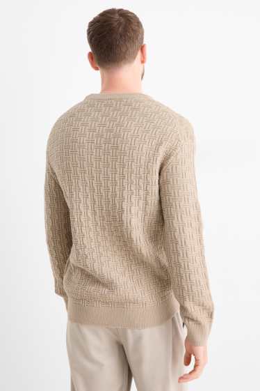 Men - Jumper - textured - light beige