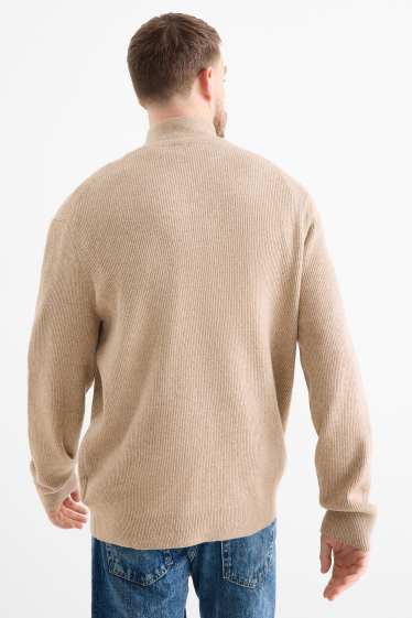 Men - Jumper - ribbed - beige