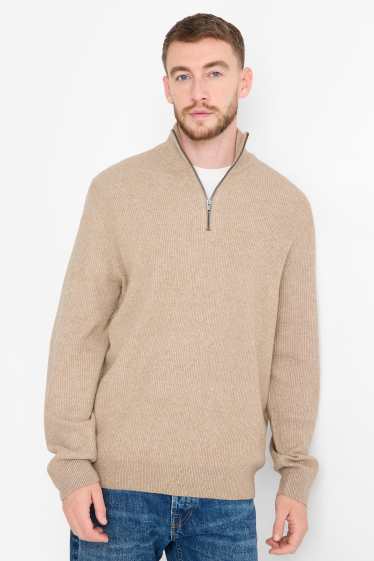Men - Jumper - ribbed - beige