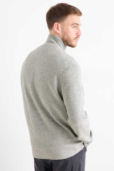 Men - Jumper - ribbed - gray