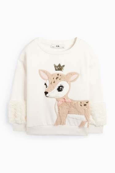 Kinder Mädchen - Rehkitz - Sweatshirt - cremeweiß