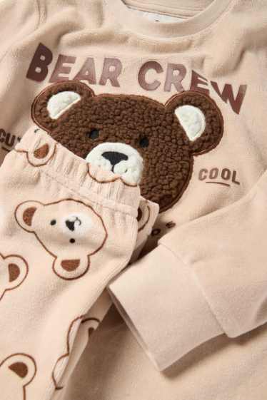 Kinderen: jongens - Teddybeer - winterpyjama - 2-delig - lichtbruin