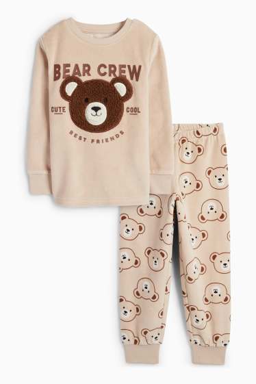 Kinderen: jongens - Teddybeer - winterpyjama - 2-delig - lichtbruin
