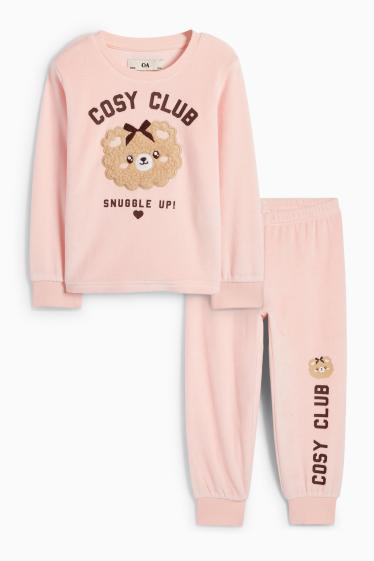 Enfants filles - Caniche - pyjama d’hiver - 2 pièces - rose