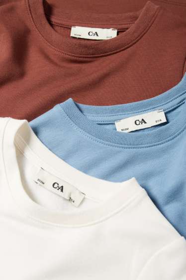 Kinder Buben - Multipack 3er - Langarmshirt - weiß