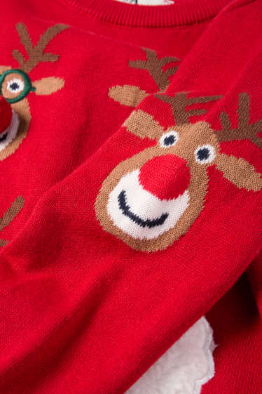 Kinderen: jongens - Rendier en Kerstman - trui voor de kerst - rood