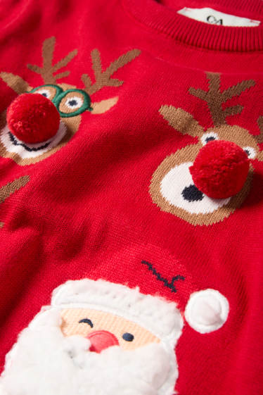 Kinderen: jongens - Rendier en Kerstman - trui voor de kerst - rood