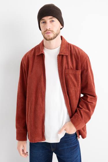 Hommes - Veste-chemise en velours côtelé - relaxed fit - col kent - orange