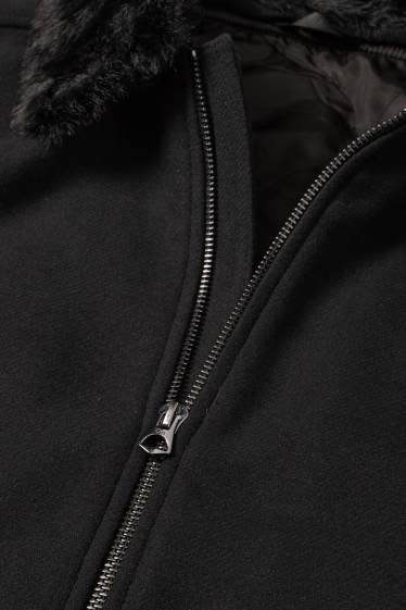 Uomo - Giacca con riporto di ecopelliccia - nero