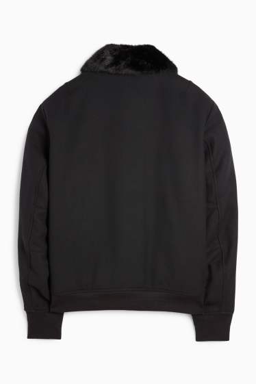 Uomo - Giacca con riporto di ecopelliccia - nero