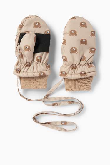 Baby Mädchen - Bärchen - Baby-Fäustlinge - gefüttert - beige
