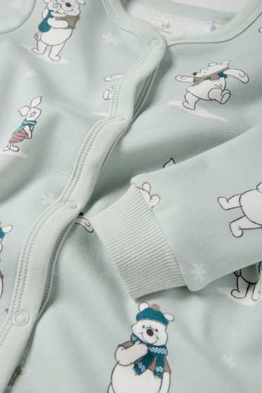 Baby Jungen - Winnie Puuh - Baby-Schlafanzug - plüschgefüttert - mintgrün