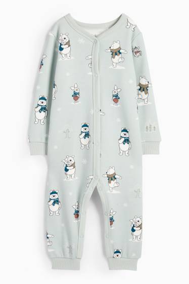 Baby Jungen - Winnie Puuh - Baby-Schlafanzug - plüschgefüttert - mintgrün