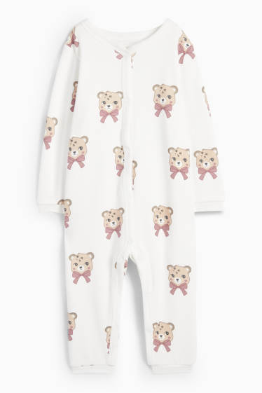 Miminka - dívky - Leopardi - pyžamo pro miminka - s plyšovou vnitřní stranou - bílá