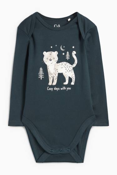 Unisex - Leopard - baby bodysuit - dark green