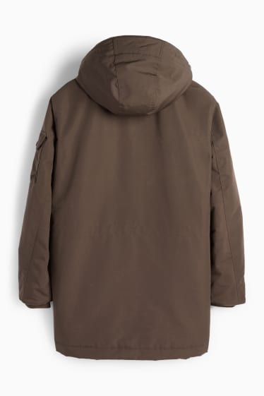 Men - Parka with hood - lined - water-repellent - dark green