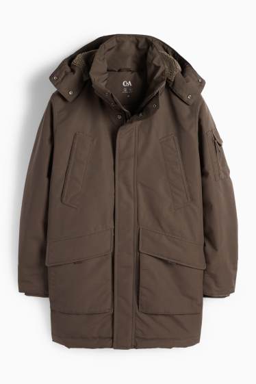Men - Parka with hood - lined - water-repellent - dark green