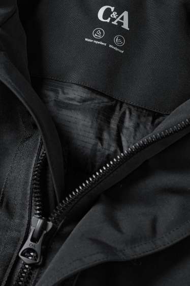 Men - Parka with hood - lined - water-repellent - black