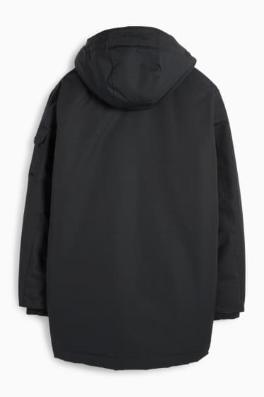 Men - Parka with hood - lined - water-repellent - black