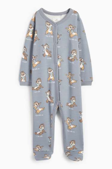 Unisex - Chip și Dale - pijama salopetă bebeluși - căptușită cu pluș - gri