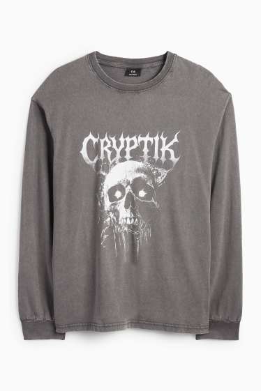 Men - Long sleeve top - relaxed fit - gray