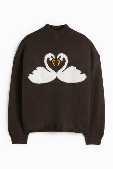 Dámské - Svetr - tmavohnědá