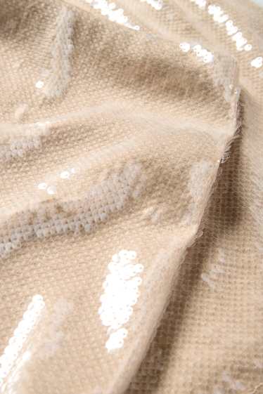 Damen - Pailletten-Minirock - beige