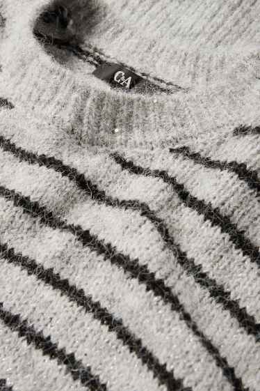 Women - Jumper - striped - gray