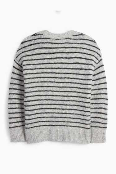 Women - Jumper - striped - gray