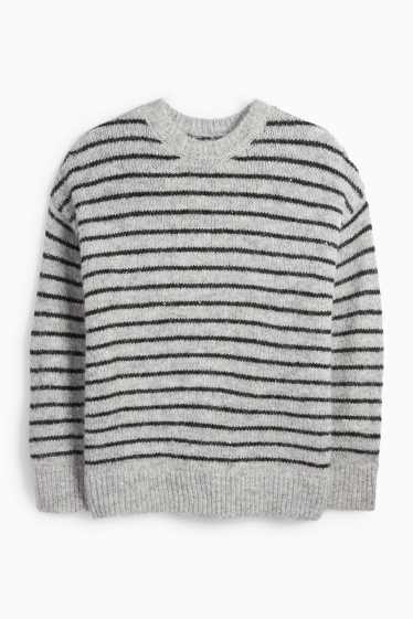 Women - Jumper - striped - gray