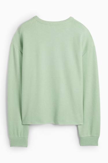 Damen - Sweatshirt - gerippt - hellgrün