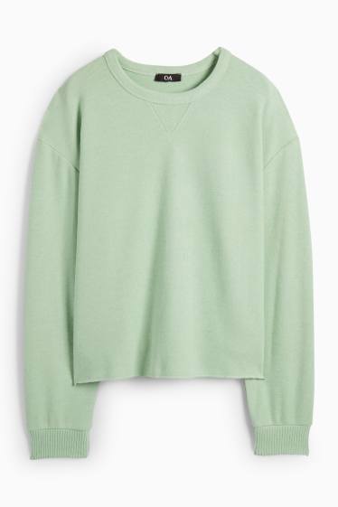 Damen - Sweatshirt - gerippt - hellgrün