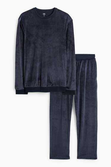 Home - Pijama d’hivern - acanalat - blau fosc
