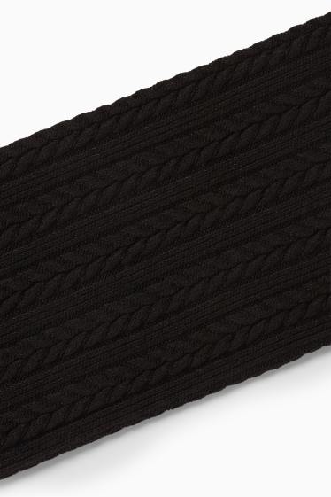 Damen - Strumpfhose - Zopfmuster - schwarz