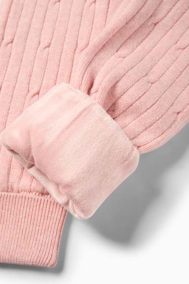 Bambine - Pantaloni sportivi termici - motivo treccia - rosa