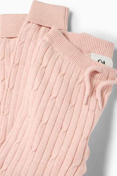 Bambine - Pantaloni sportivi termici - motivo treccia - rosa