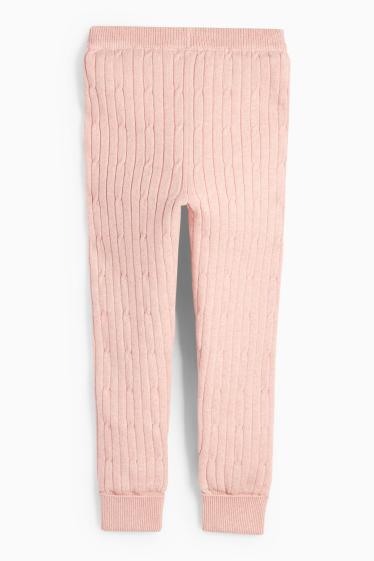 Bambine - Pantaloni sportivi termici - motivo treccia - rosa
