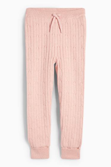 Bambine - Pantaloni sportivi termici - motivo treccia - rosa
