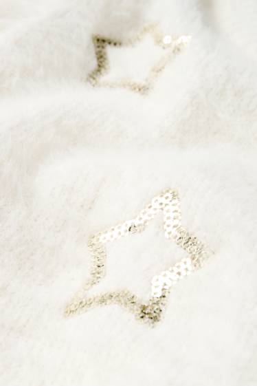 Children Girls - Star - jumper - cremewhite