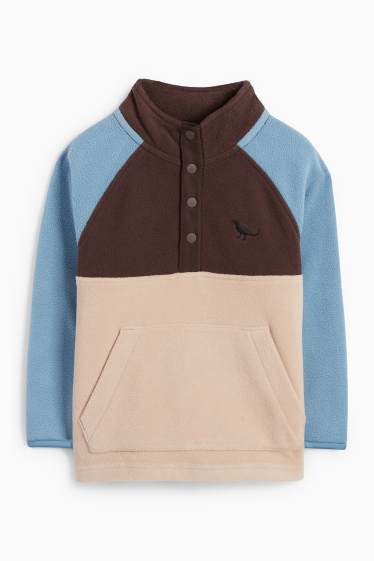 Kinder Jungen - Dino - Fleecepullover - braun / blau