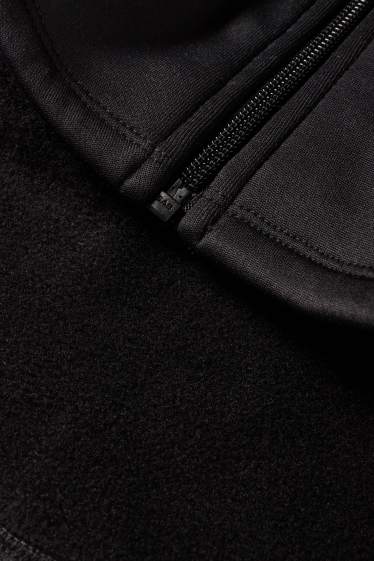 Dames - Vest van sweatstof met capuchon - zwart