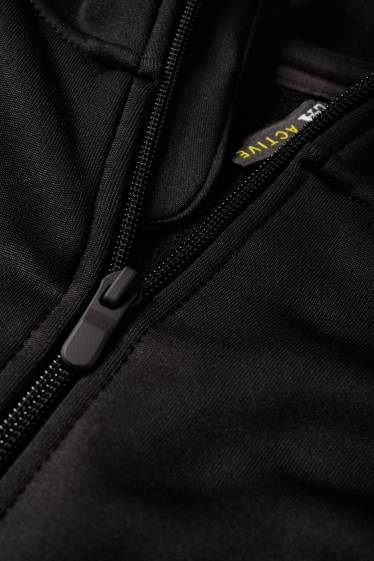 Dames - Vest van sweatstof met capuchon - zwart